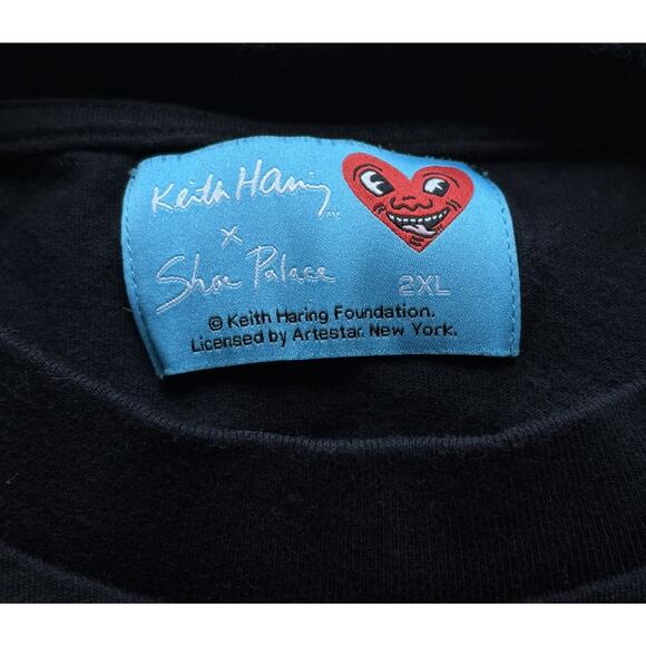 Keith Haring x Shoe Palace Black Tee 2XL Embroidered Signature Heart Pocket - Picture 3 of 6